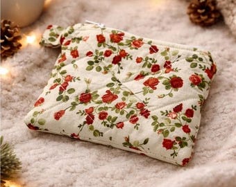 Rose Quilted Keychain Wallet