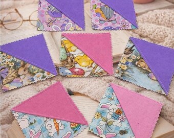 One Fabric Corner Bookmark of Your Choice Bunny Daisy Spring Cute BookLover Gift