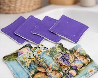 Easter Bunny and Purple Reusable Makeup Remover Pads Set of 8