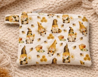 Bee Gnome Quilted Keychain Wallet