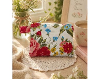 Cozy Spring Floral Quilted Keychain Wallet
