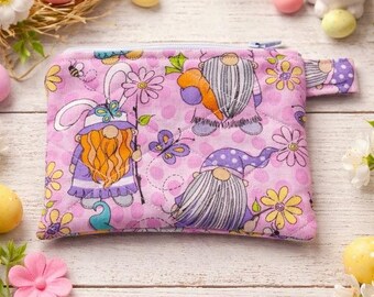 Easter Gnome Quilted Keychain Wallet