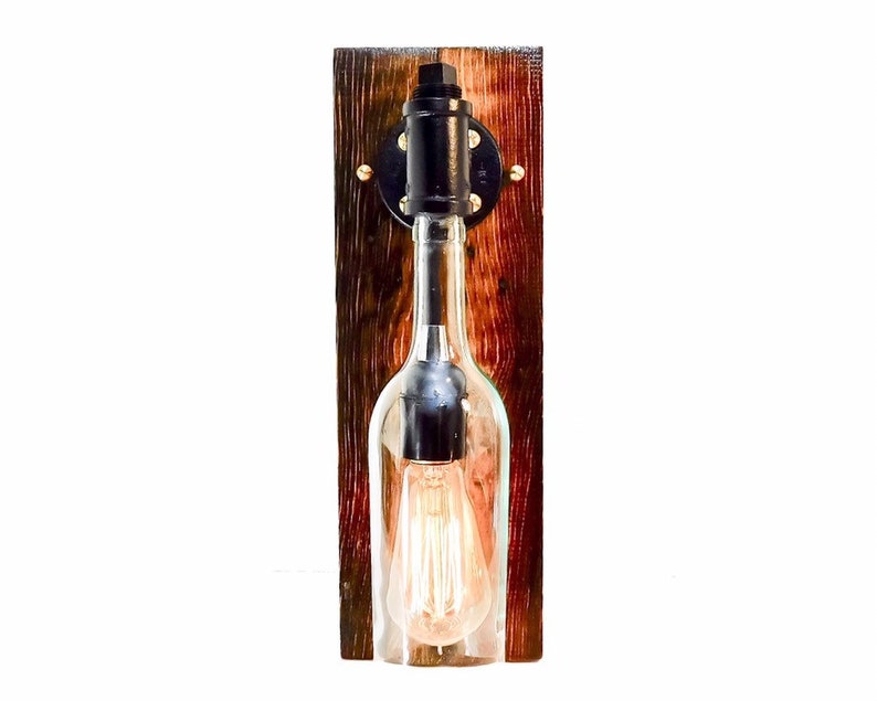 Custom Wine Bottle Wall Sconce Edison Bulb Wall Light Wine Etsy