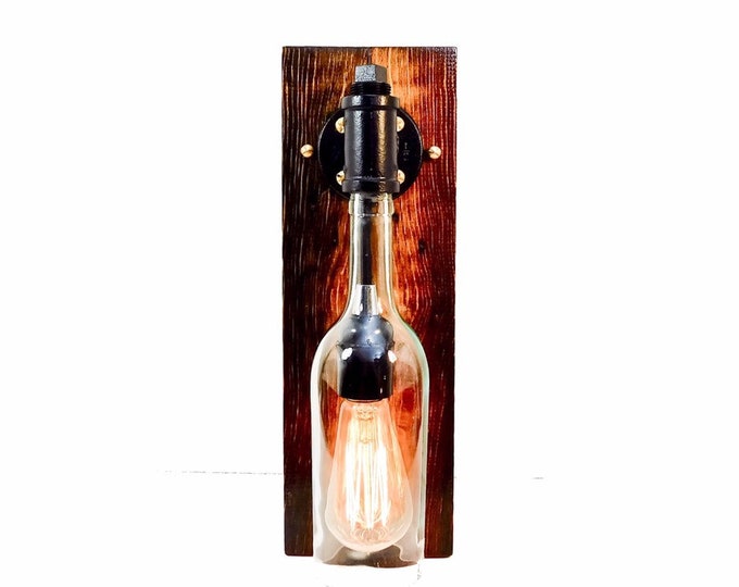 Wine Bottle Wall Sconce Edison Bulb Wall Light Wine Bottle Etsy