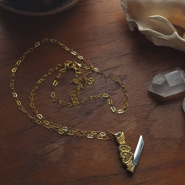 Miniature Love Hurts Pocket Knife Necklace // Curio Keepsake