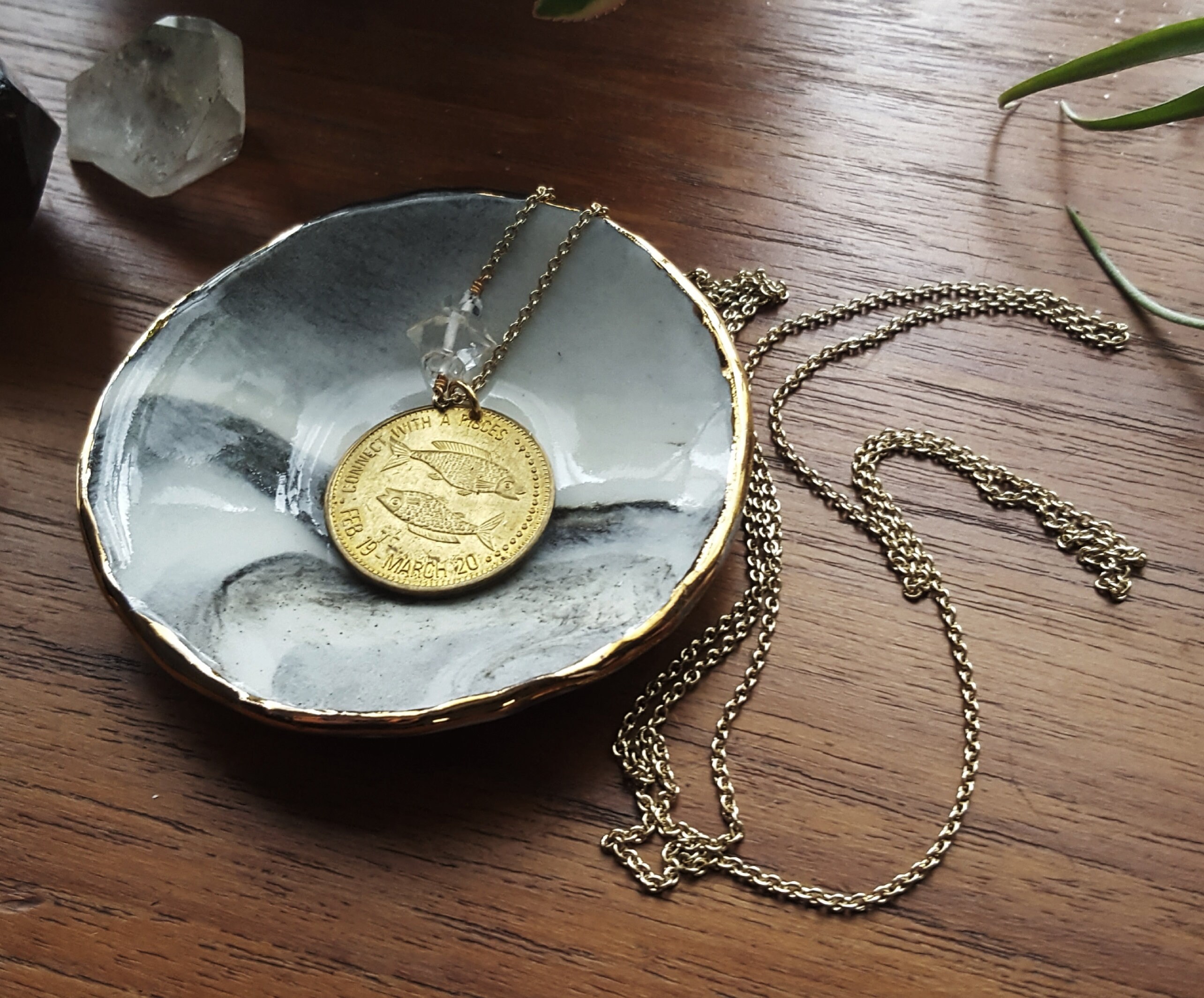 Zodiac Coin Necklace in Pisces 