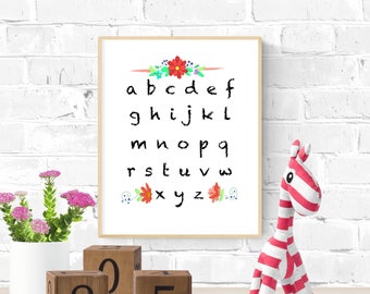 Alphabet Print, Digital Alphabet Print, Nursery Wall Art, Digital Download, Wall Art 8.5x11 and 5x7