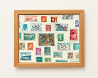 Vintage Watercolor Stamps Print | Postal Stamp Wall Art | 8x10 & 16x20 Inch Digital Download