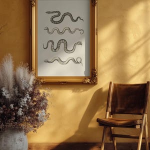 Skiss av en vintageorm | Antik reptilillustration (digital nedladdning)