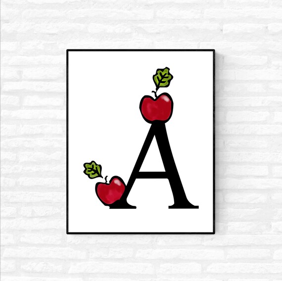 A for Apple Alphabet Print Digital Alphabet Print Nursery | Etsy