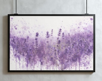 Watercolor Lavender Flowers Print | Purple Floral Wall Art (Digital Download)