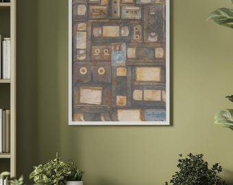 Impression cassette rétro et VHS | Art mural multimédia vintage | Téléchargement numérique nostalgie des années 80 et 90