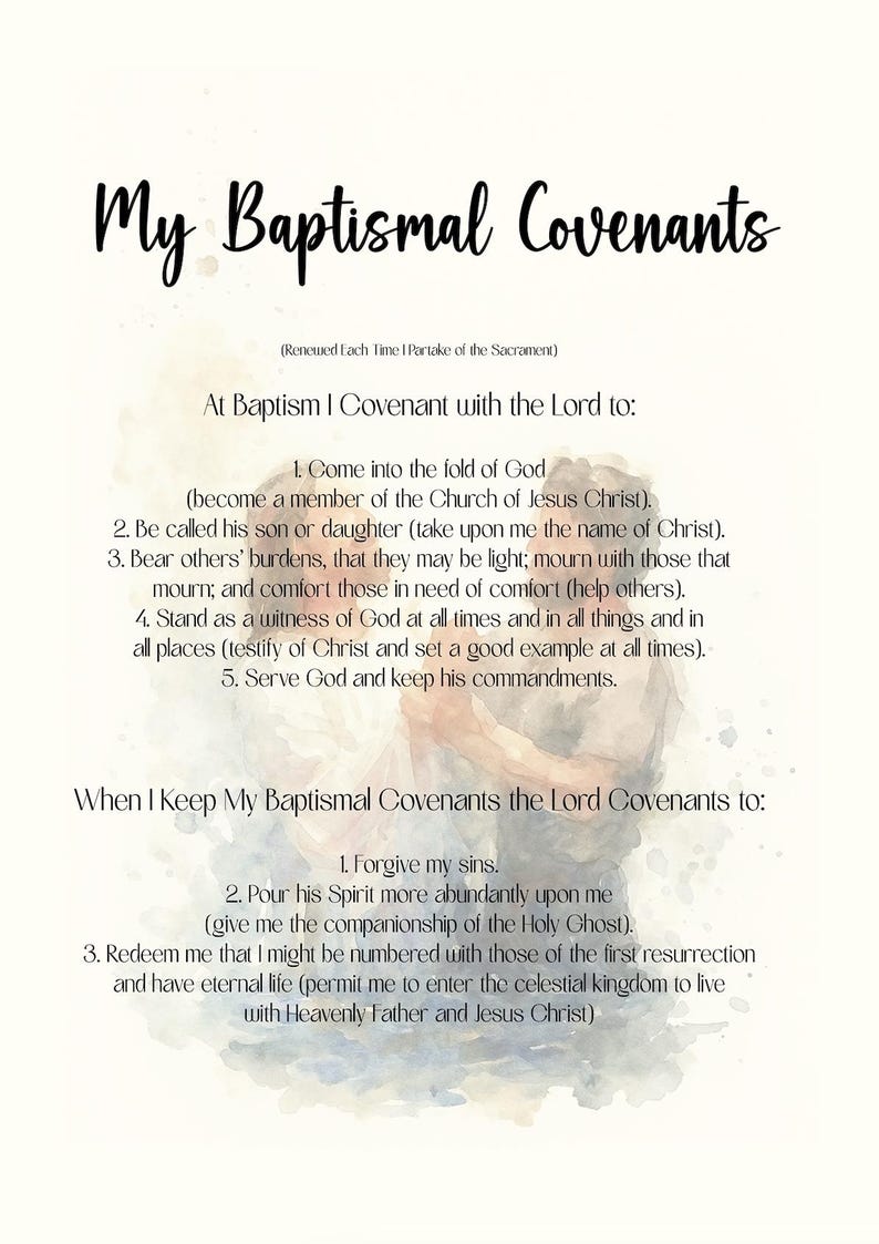 Baptism Covenants Printable | LDS Baptism Gift (digital Download) - Etsy
