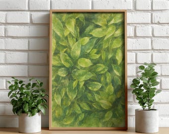 Watercolor Green Leaves Print | Botanical Wall Art (Digital Download)