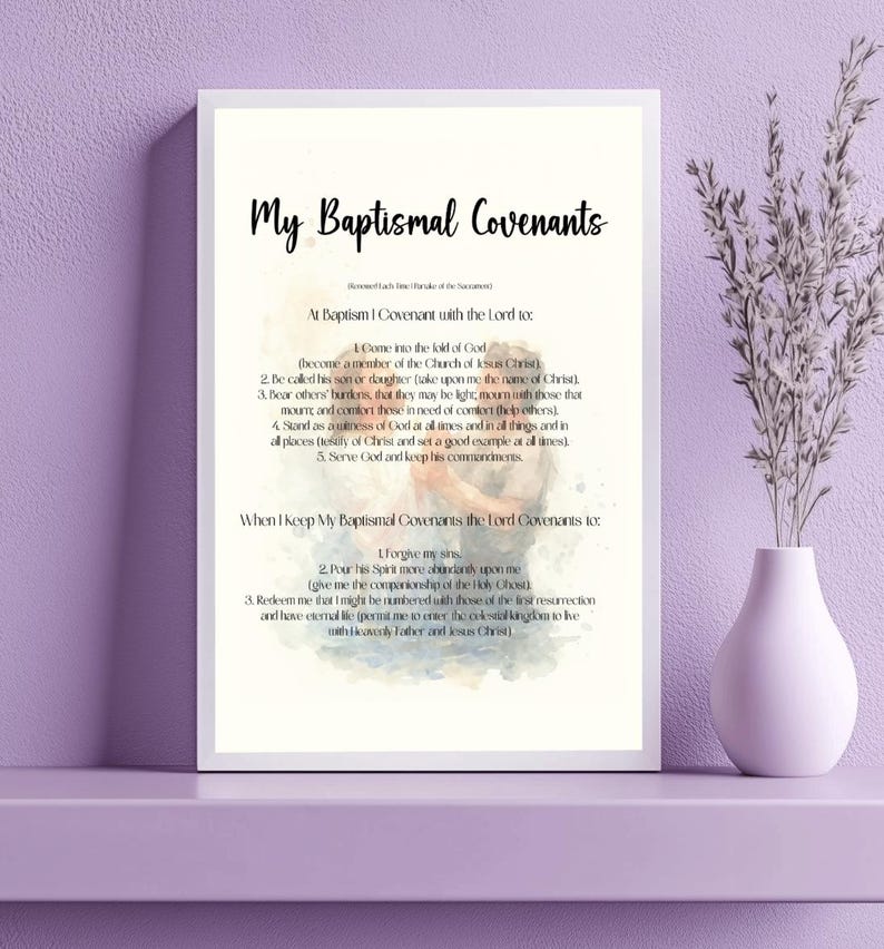 Baptism Covenants Printable | LDS Baptism Gift (digital Download) - Etsy