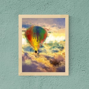 Digital Download, Watercolor Balloon Art, Hot Air Balloon Art, Hot Air Balloon Print, Hot Air Balloon Decor, Watercolor Artwork, 8x10, 16x20