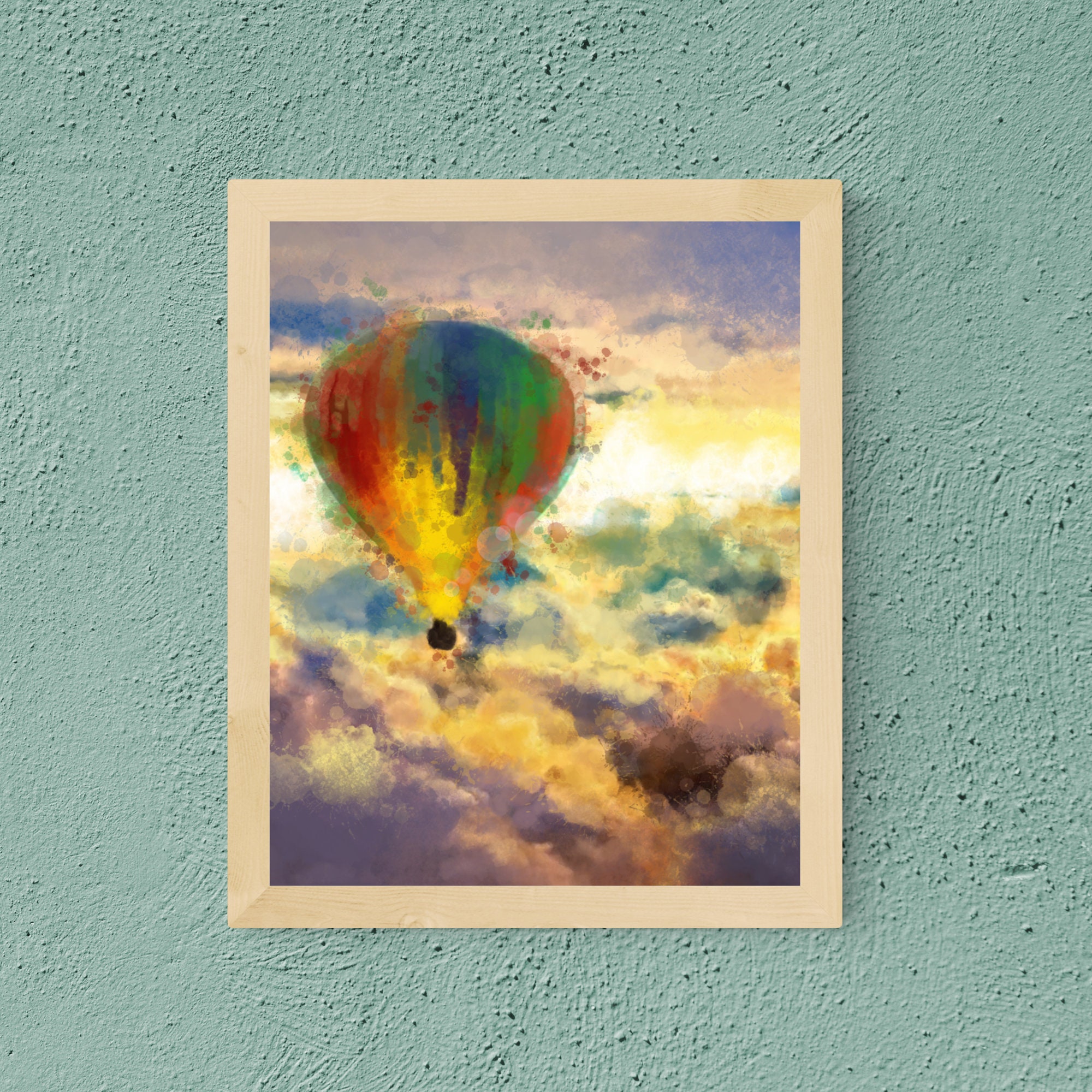 Digital Download Watercolor Balloon Art Hot Air Balloon Art Etsy