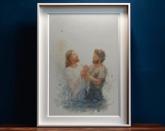Watercolor Baptism of Christ Print | Christian Home Decor (Digital Download)