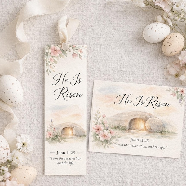 He Is Risen Easter Printable Bookmark and Handout Set (Digital Download)