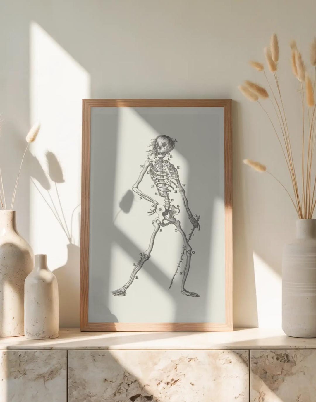 Vintage Skeleton Sketch Print | Antique Anatomy Art | Gothic Wall Decor ...
