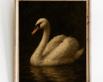 Dark Academia Swan Kunstdruck: Stimmungsvoller Gothic Vintage Stil (Digitaler Download)