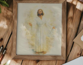 Watercolor Painting of Jesus Christ | Printable Christian Wall Art | Religious Home Decor