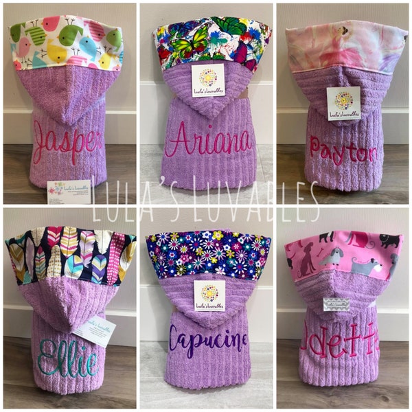 Hooded bath towel, LIGHT PURPLE, (thinner, light weight cotton towel)