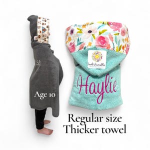 Hooded towel with name for kids and toddlers, regular size medium weight cotton towel, hooded towel Canada