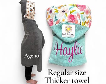 Hooded towel with name for kids and toddlers, regular size medium weight cotton towel, hooded towel Canada