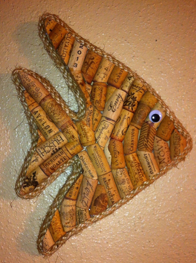 Tropical Fish wall hanging made with real wine corks image 1