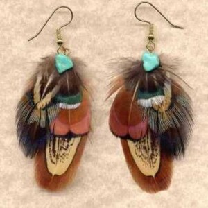 CUSTOM Handmade Feather Earrings - Ring-Necked Pheasant - OFFSET Version - Beautiful Feathers for Gifting or Just for You!