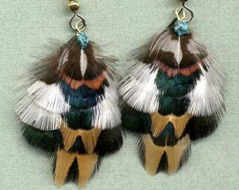 CUSTOM Iridescent Pheasant Feather Earrings - Small Classic Design - Beautiful Feathers for Gifting or Just for You!