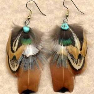 CUSTOM Handmade Feather Earrings Ring-Necked Pheasant OFFSET Version Beautiful Feathers for Gifting or Just for You Version 5