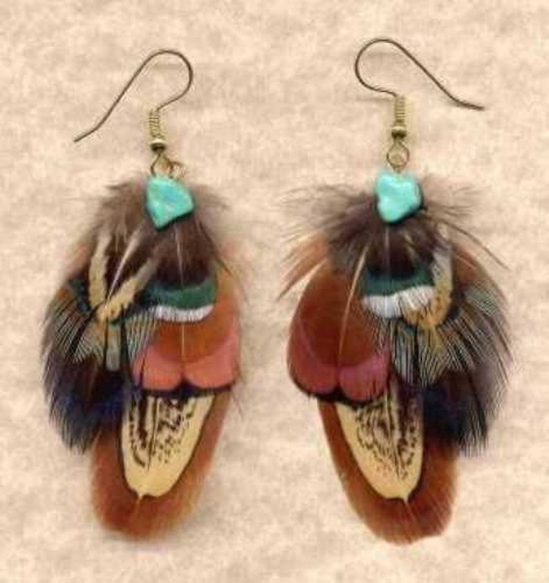 CUSTOM Handmade Feather Earrings Ring-Necked Pheasant OFFSET Version Beautiful Feathers for Gifting or Just for You Version 7