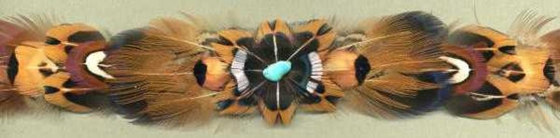 Pheasant Feather Crest-Less Hat Band W Semi-Precious Stone