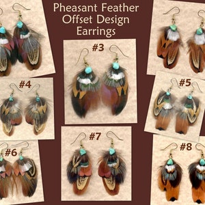 CUSTOM Handmade Feather Earrings Ring-Necked Pheasant OFFSET Version Beautiful Feathers for Gifting or Just for You image 2