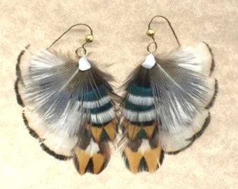 CUSTOM Iridescent Pheasant Feather Earrings - Small Wing Design - So Cute! - Beautiful Feathers for Gifting or Just for You!