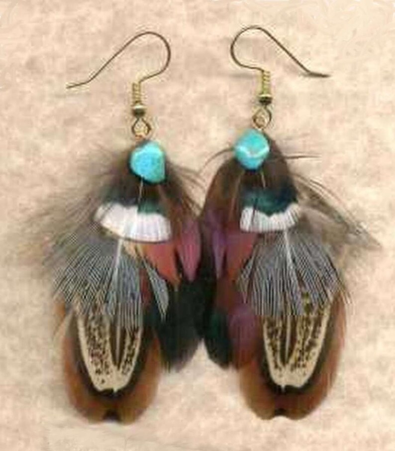 CUSTOM Handmade Feather Earrings Ring-Necked Pheasant OFFSET Version Beautiful Feathers for Gifting or Just for You Version 1