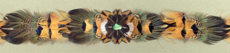 Pheasant Feather Crest-Less Hat Band W Semi-Precious Stone