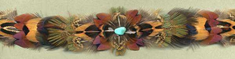 Pheasant Feather Crest-Less Hat Band W Semi-Precious Stone