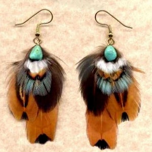 CUSTOM Handmade Feather Earrings Ring-Necked Pheasant OFFSET Version Beautiful Feathers for Gifting or Just for You Version 8