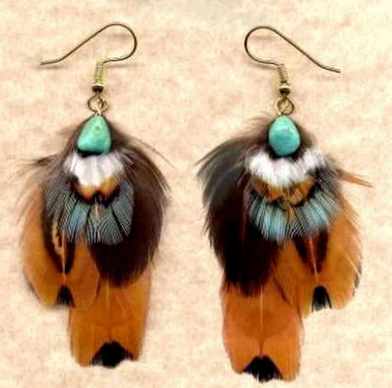 CUSTOM Handmade Feather Earrings Ring-Necked Pheasant OFFSET Version Beautiful Feathers for Gifting or Just for You Version 8