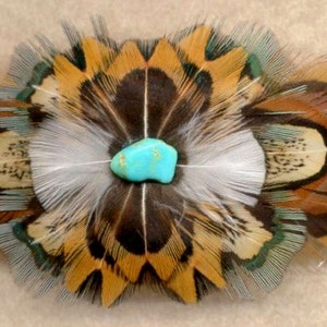 CUSTOM Handmade Pheasant Feather French Barrette with Stone - Small: 50mm/2 inches  Beautiful Feathers for Gifting or Just for You!