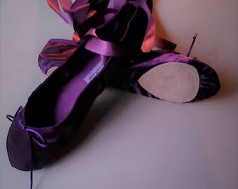 Dark Plum Purple Satin Ballet Shoes - Split sole (or Full Sole) - Adult sizes