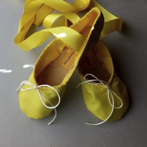 Yellow Satin Ballet Shoes - Full sole - Children&#39;s  sizes
