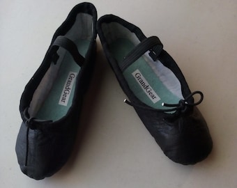 Ready to Ship Now!!!  Handmade Black Leather Ballet Slippers - Split Sole  size US 9 (Children) Already Made and Ready to Ship!!!