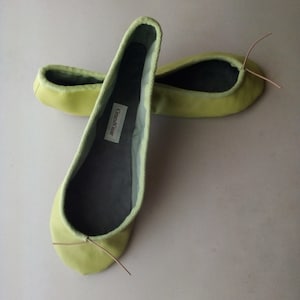 Lower Cut/Shortened Vamp Green Apple Leather Ballet Shoes - Full sole - Unisex Ballet Slippers Adult Women's sizes