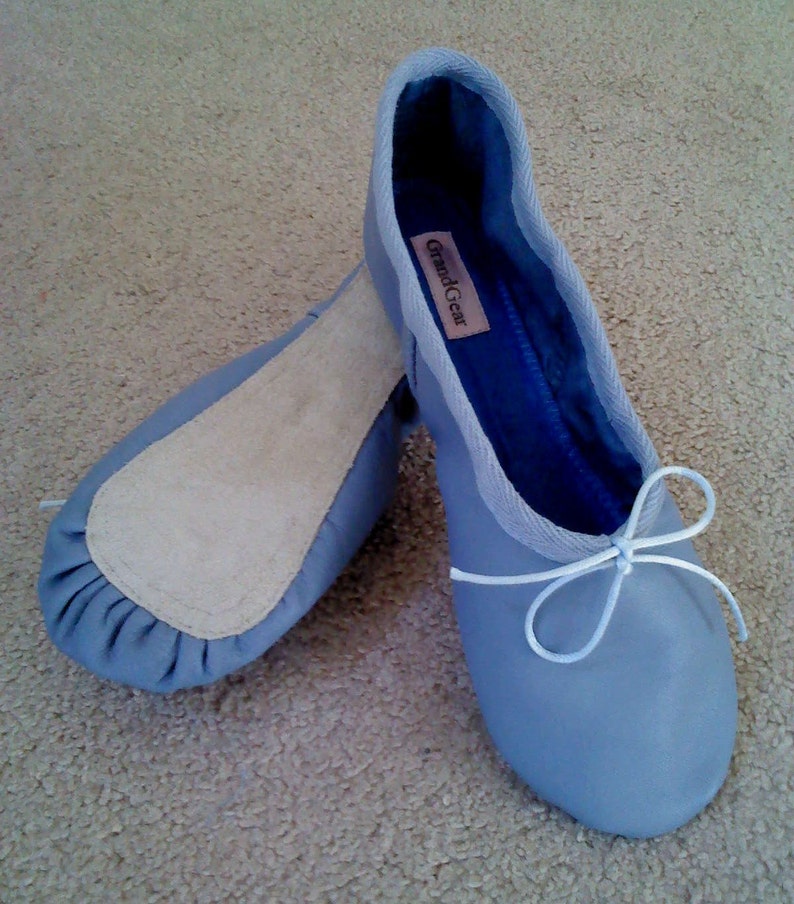 Sky Blue Leather Ballet Slippers Full Sole Adult Sizes - Etsy Australia