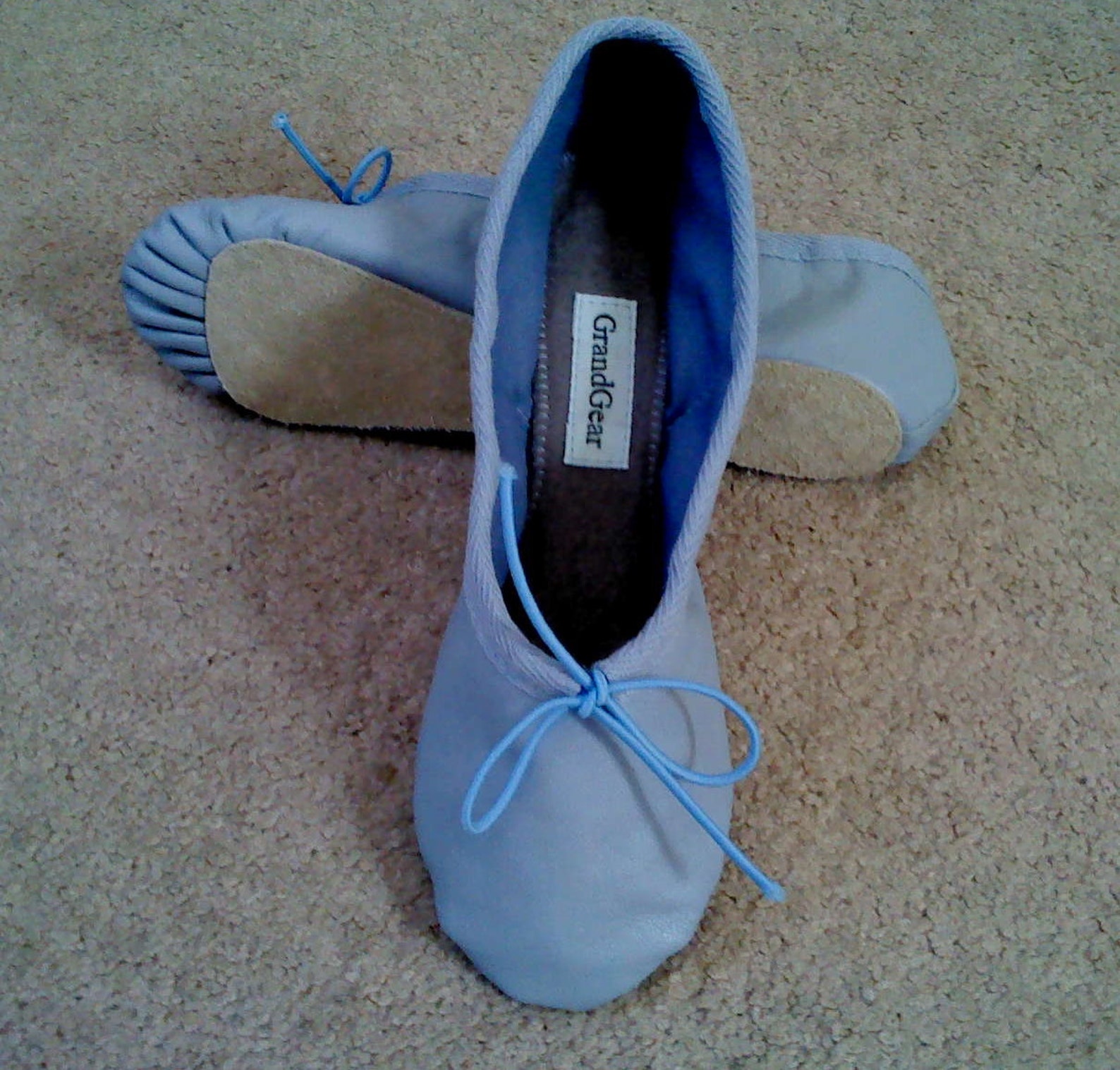 jet blue leather ballet shoes - full sole - adult sizes