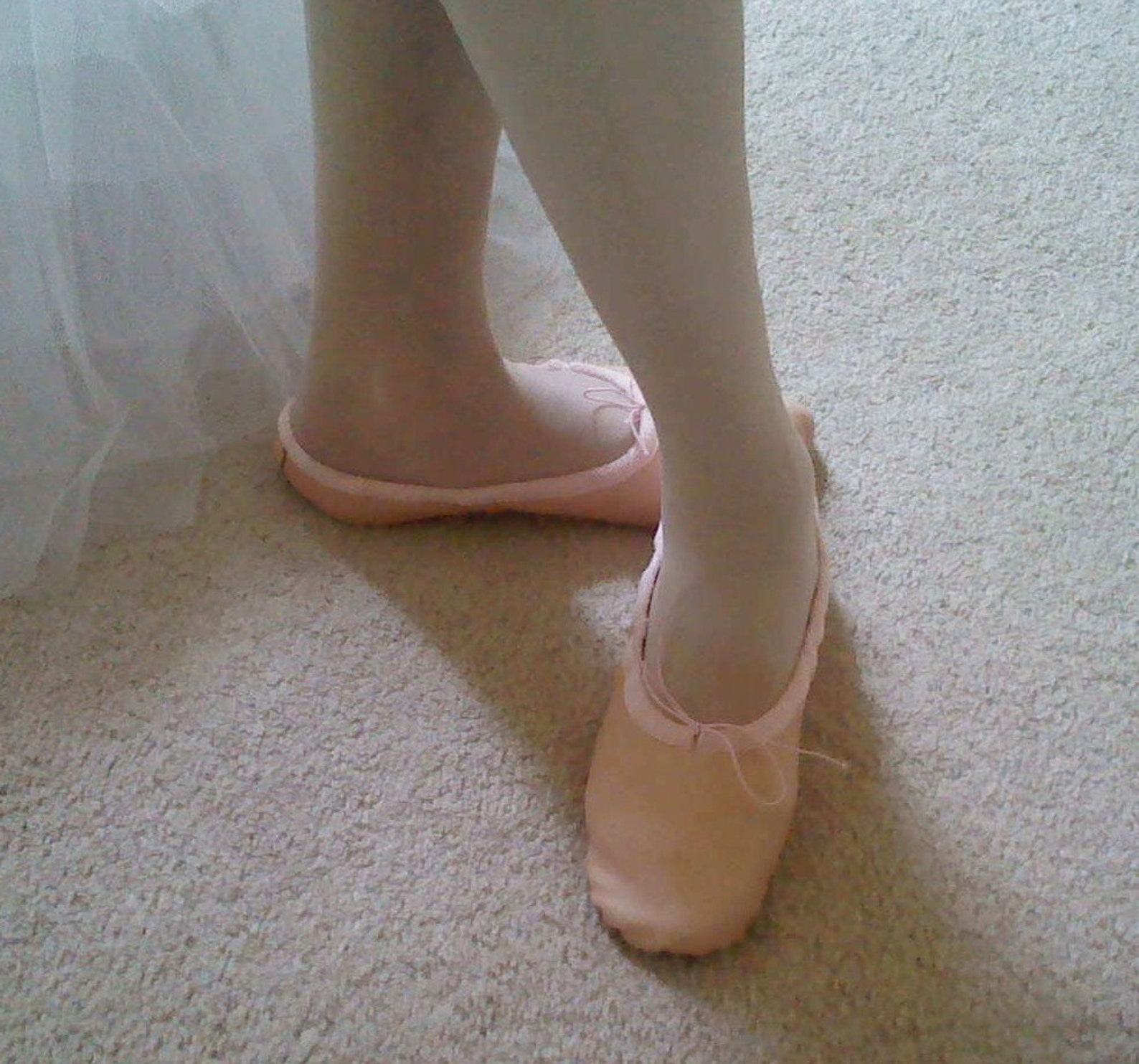 nude pink leather ballet slippers -adult/women's sizes - full sole or split sole